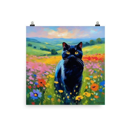 PugMug Custom Black Scottish Fold Cat Poster