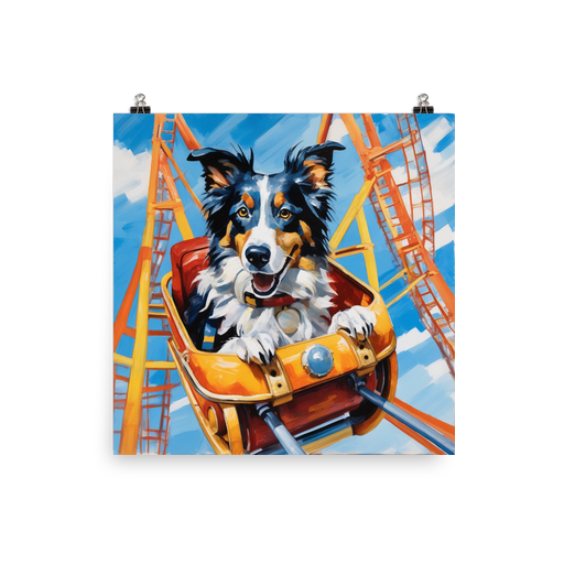 PugMug Custom Blue Merle Border Collie Poster