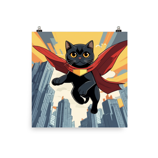 PugMug Custom Black Scottish Fold Cat Poster