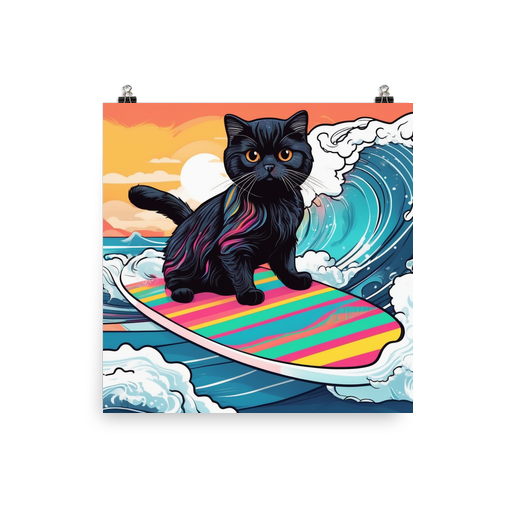 PugMug Custom Black Scottish Fold Cat Poster