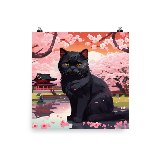 PugMug Custom Black Scottish Fold Cat Poster