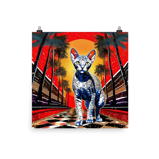 PugMug Custom Tabby Devon Rex Cat Poster