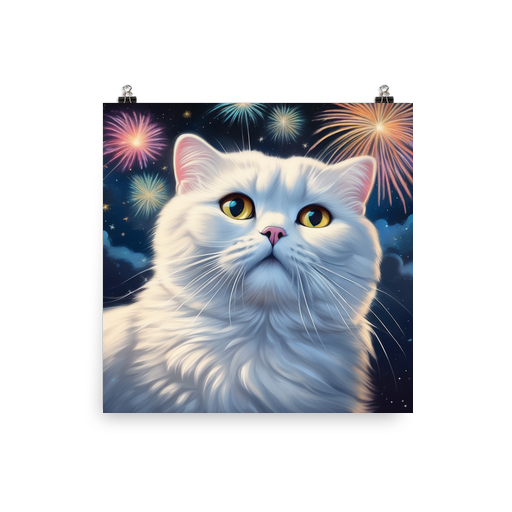 PugMug Custom White Scottish Fold Cat Poster