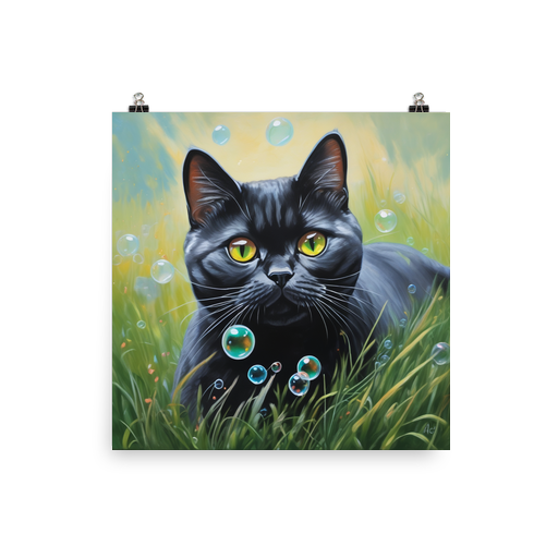 PugMug Custom Black British Shorthair Cat Poster