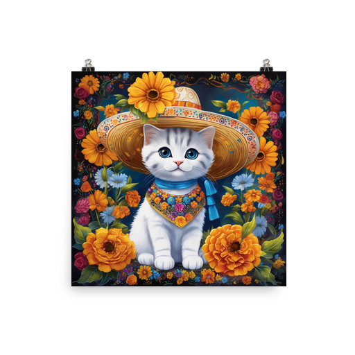 PugMug Custom White Scottish Fold Cat Poster