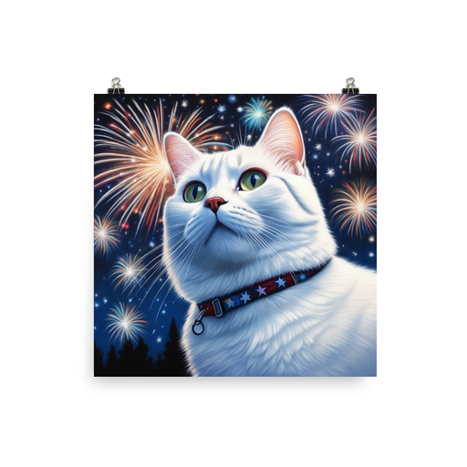 PugMug Custom White American Shorthair Cat Poster