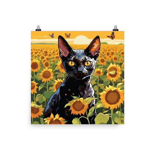 PugMug Custom Black Devon Rex Cat Poster