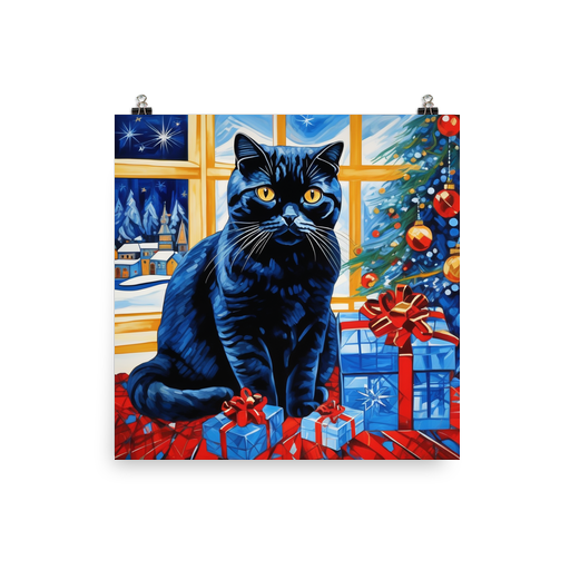 PugMug Custom Black Scottish Fold Cat Poster