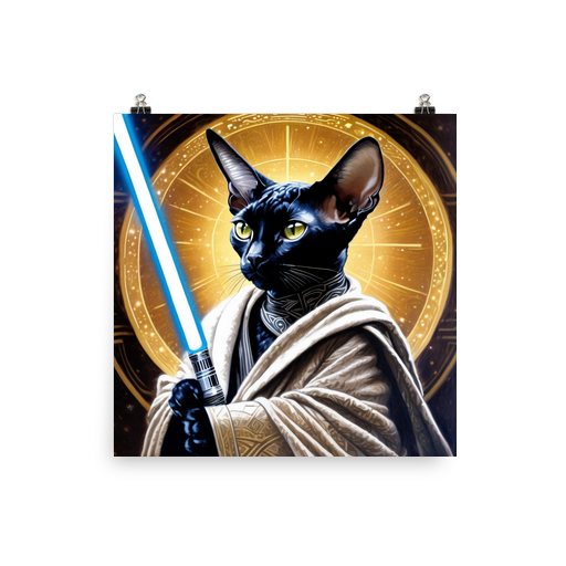 PugMug Custom Black Devon Rex Cat Poster