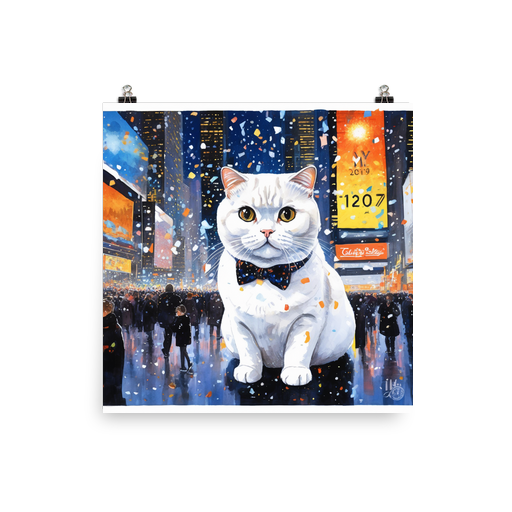 PugMug Custom White Scottish Fold Cat Poster