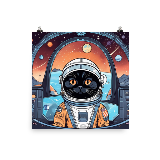 PugMug Custom Black Scottish Fold Cat Poster