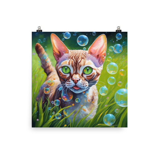 PugMug Custom Tabby Devon Rex Cat Poster