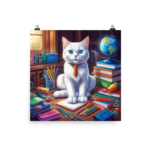 PugMug Custom White Companion Cat Poster