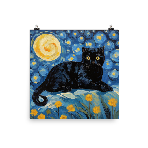 PugMug Custom Black Scottish Fold Cat Poster