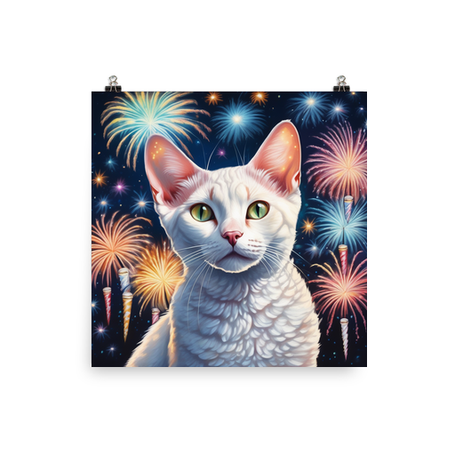 PugMug Custom White Devon Rex Cat Poster