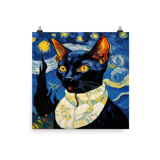 PugMug Custom Black Devon Rex Cat Poster