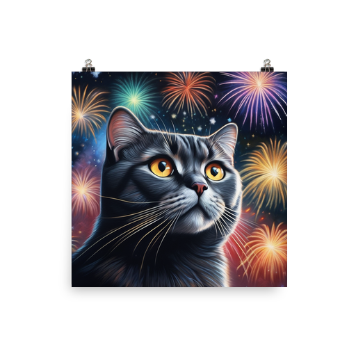 PugMug Custom Black Scottish Fold Cat Poster
