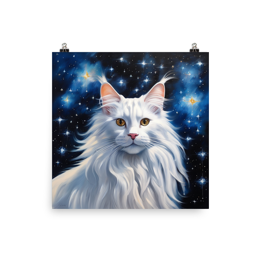 PugMug Custom White Maine Coon Cat Poster