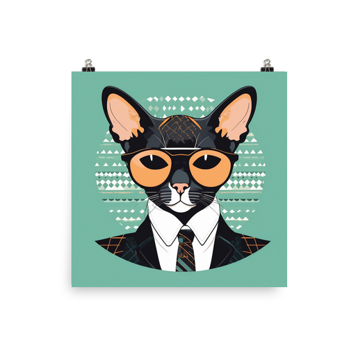 PugMug Custom Black Devon Rex Cat Poster