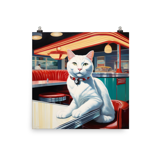 PugMug Custom White Companion Cat Poster