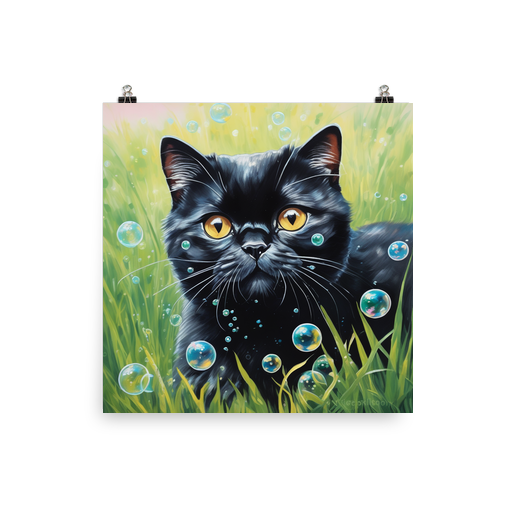 PugMug Custom Black Scottish Fold Cat Poster