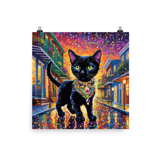 PugMug Custom Black Devon Rex Cat Poster