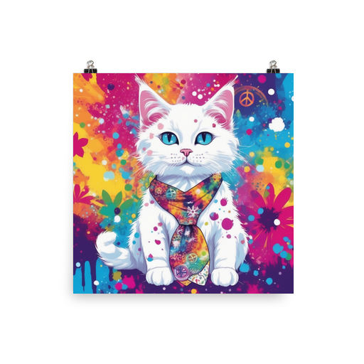 PugMug Custom White Companion Cat Poster