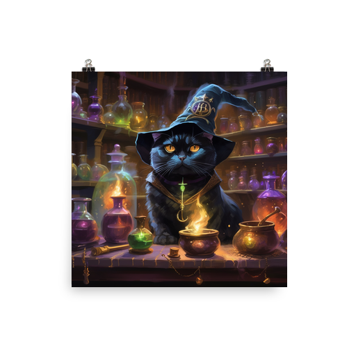 PugMug Custom Black Scottish Fold Cat Poster