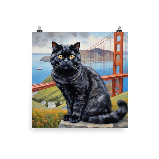 PugMug Custom Black Scottish Fold Cat Poster