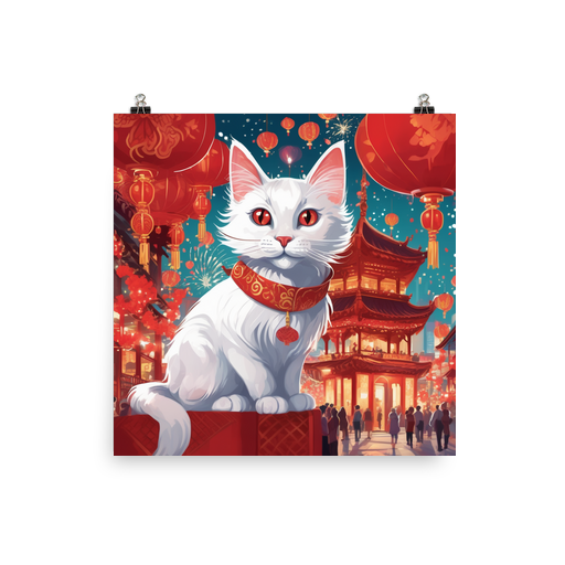 PugMug Custom White Companion Cat Poster