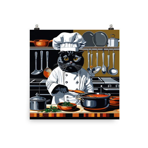 PugMug Custom Black Scottish Fold Cat Poster