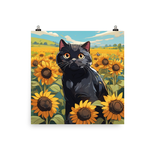 PugMug Custom Black Scottish Fold Cat Poster
