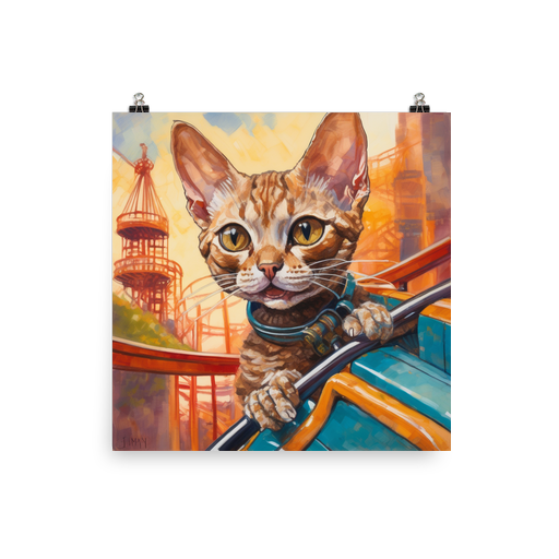 PugMug Custom Tabby Devon Rex Cat Poster