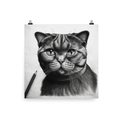 PugMug Custom Black Scottish Fold Cat Poster