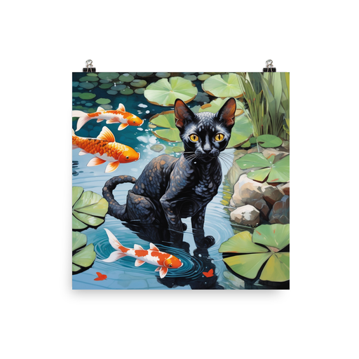 PugMug Custom Black Devon Rex Cat Poster