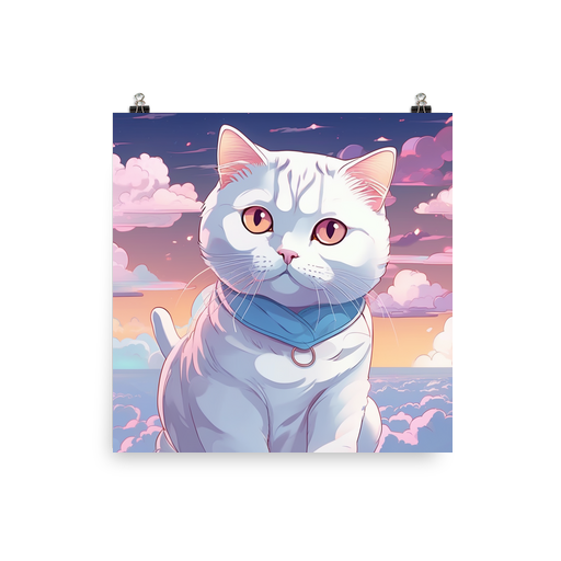 PugMug Custom White Scottish Fold Cat Poster