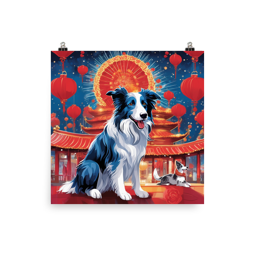 PugMug Custom Blue Merle Border Collie Poster