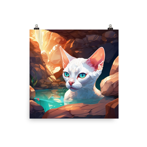 PugMug Custom White Devon Rex Cat Poster