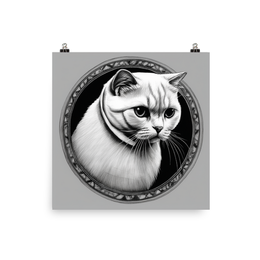 PugMug Custom White Scottish Fold Cat Poster