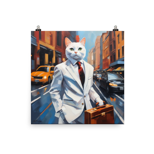 PugMug Custom White Companion Cat Poster