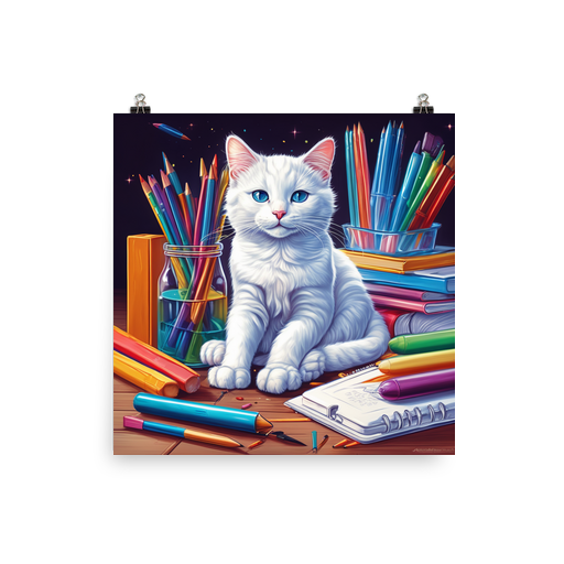 PugMug Custom White Companion Cat Poster