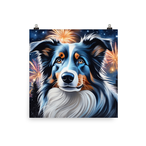 PugMug Custom Blue Merle Border Collie Poster