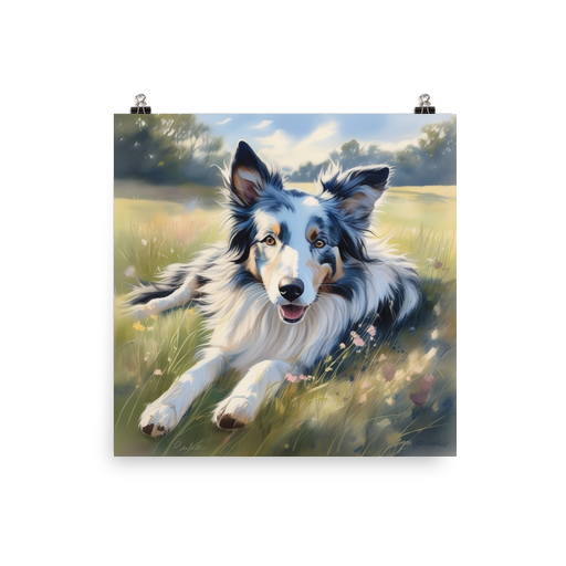 PugMug Custom Blue Merle Border Collie Poster