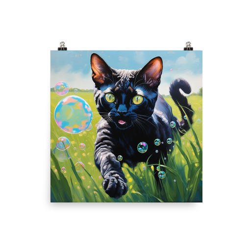 PugMug Custom Black Devon Rex Cat Poster
