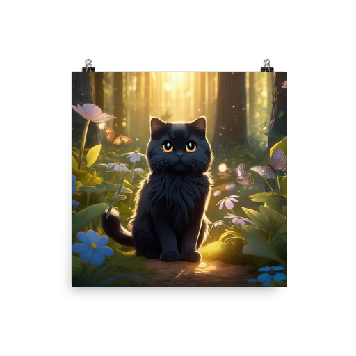 PugMug Custom Black Scottish Fold Cat Poster