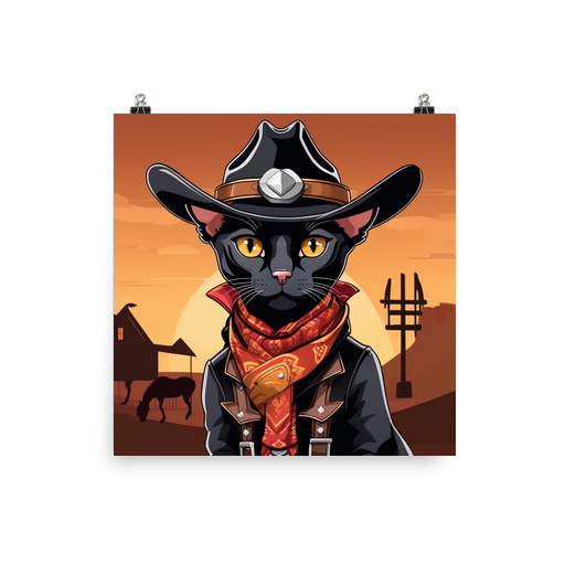 PugMug Custom Black Devon Rex Cat Poster