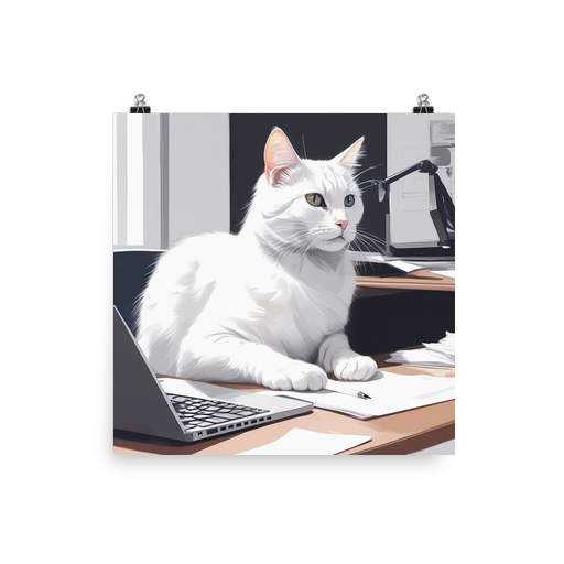 PugMug Custom White Companion Cat Poster