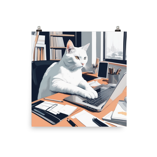 PugMug Custom White Companion Cat Poster