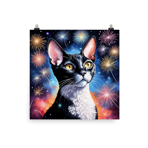 PugMug Custom Black Devon Rex Cat Poster