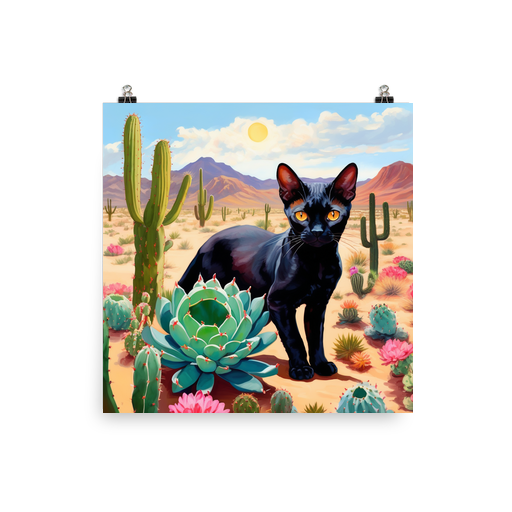 PugMug Custom Black Devon Rex Cat Poster